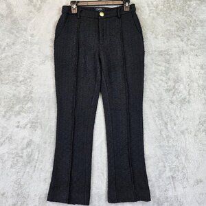 AQUA Pants Womens Small Black Boucle Tweed Flare Lined Zip Fly Office Chic Work